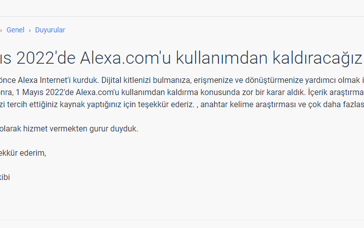 1 Mayıs 2022'de Alexa.com'u kullanımdan kaldıracağız